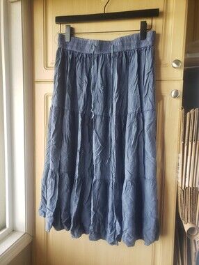 Mlle Gabrielle Blue Tiered Maxi Skirt